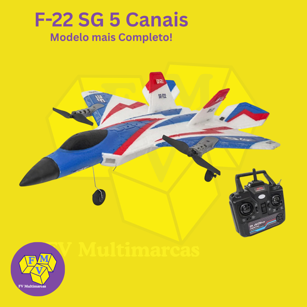 Avião de Controle Remoto SG F-22 Elétrico (Avançado)