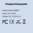 Base de carregador Veicular saídas USB-C e 3.1A/USB