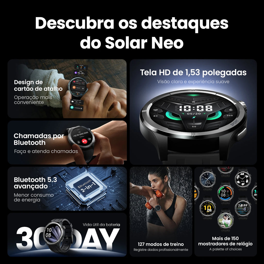 Smart Watch Haylou Solar Neo 1.53'' Display em HD