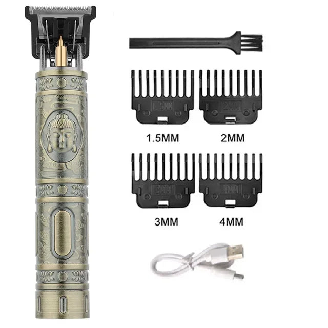 Máquina de cortar cabelo sem fio vintage, máquina de cortar cabelo portátil, aparador elétrico de pelos, barbeador com carregamento rápido USB, para cabeleireiro