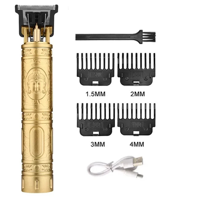 Máquina de cortar cabelo sem fio vintage, máquina de cortar cabelo portátil, aparador elétrico de pelos, barbeador com carregamento rápido USB, para cabeleireiro