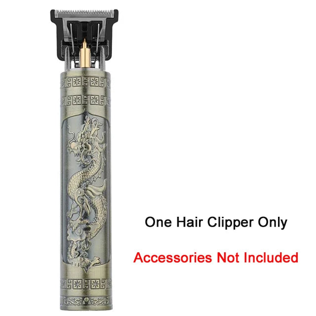 Máquina de cortar cabelo sem fio vintage, máquina de cortar cabelo portátil, aparador elétrico de pelos, barbeador com carregamento rápido USB, para cabeleireiro