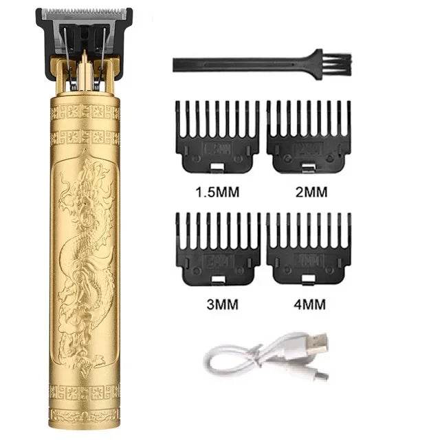 Máquina de cortar cabelo sem fio vintage, máquina de cortar cabelo portátil, aparador elétrico de pelos, barbeador com carregamento rápido USB, para cabeleireiro