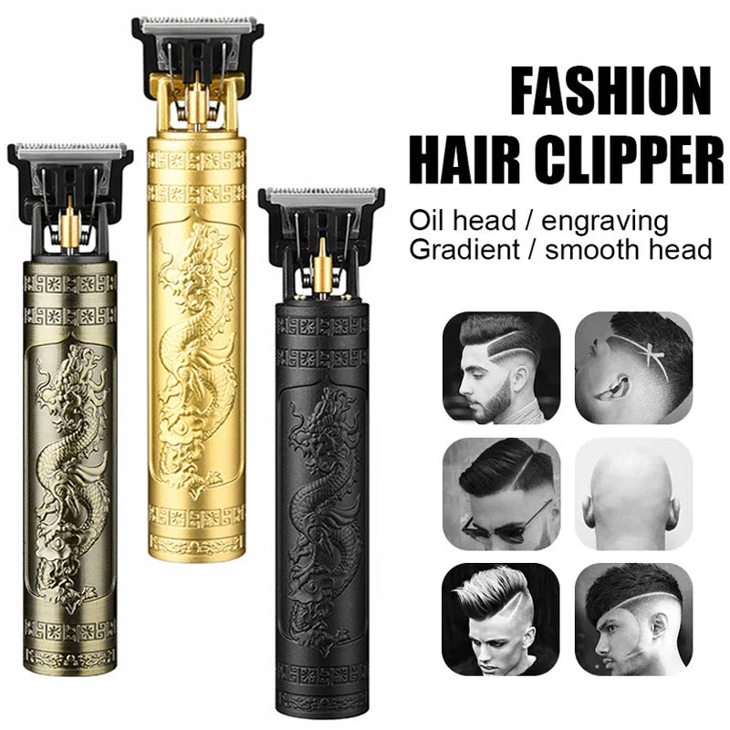 Máquina de cortar cabelo sem fio vintage, máquina de cortar cabelo portátil, aparador elétrico de pelos, barbeador com carregamento rápido USB, para cabeleireiro